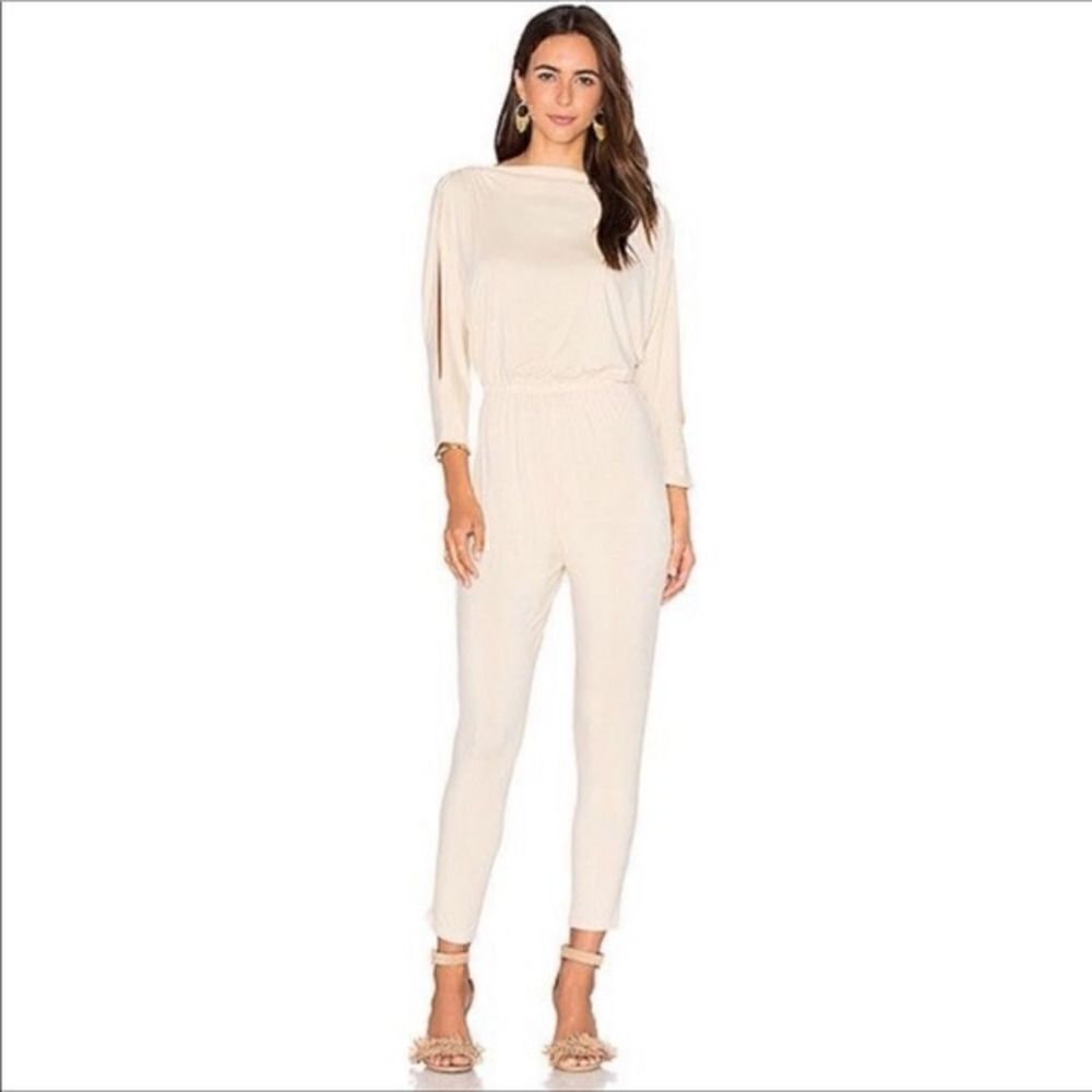 Rachel Pally Small Beige Long Sleeve Jumpsuit Boho Resort Lounge Size small